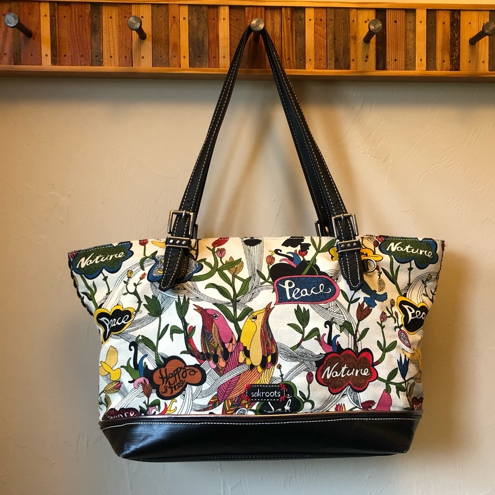 Sakroots Artist Circle Large Canvas Peace bag tote